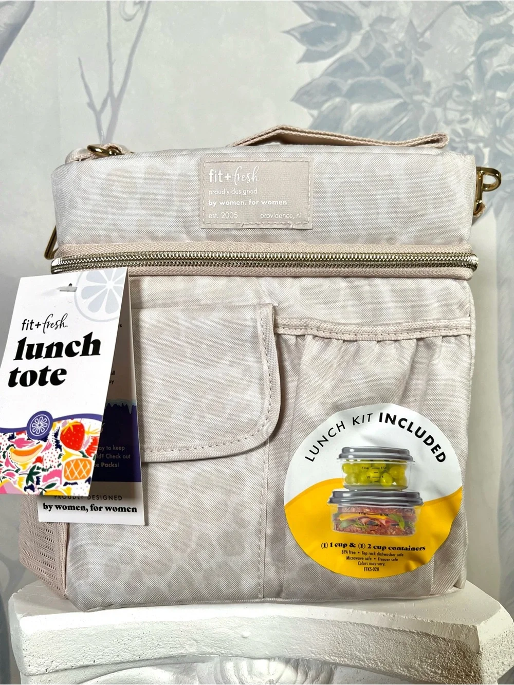 Fit+Fresh Beige Leopard Lunch Bag